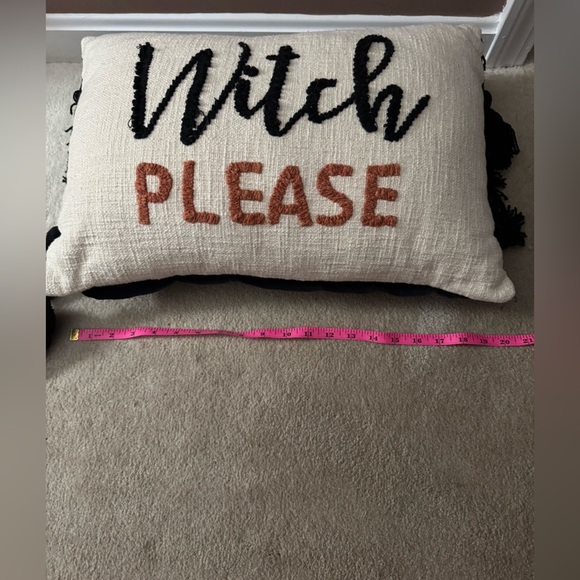 Embroidered ‘Witch Please’ Halloween Pillow with Tassels - Picture 8 of 11